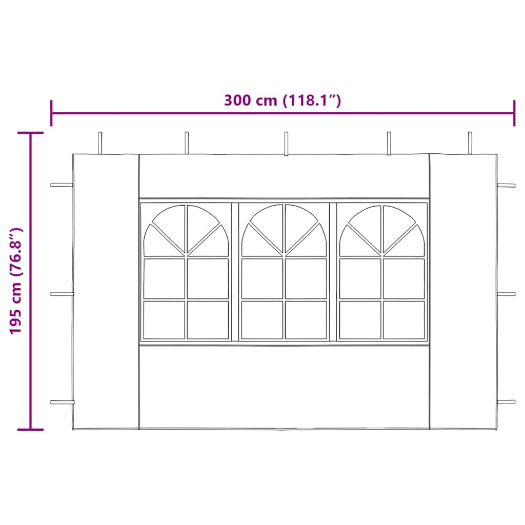 Parete per Tendostruttura in PE  2pz con Finestra Antracite - homemem39
