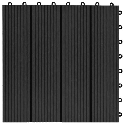 Piastrella per Decking 11 pcs Nero 30 x 30 cm WPC