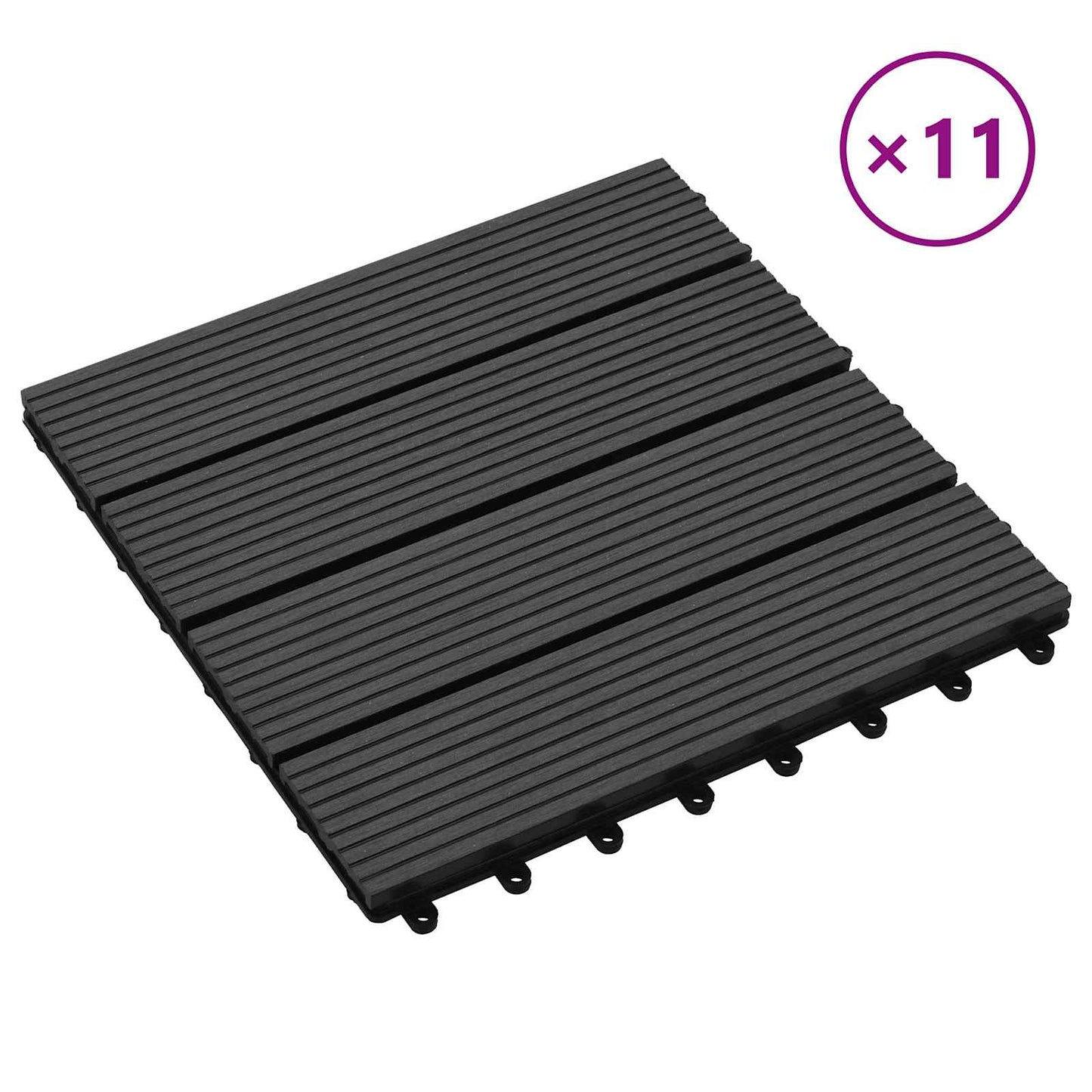 Piastrella per Decking 11 pcs Nero 30 x 30 cm WPC