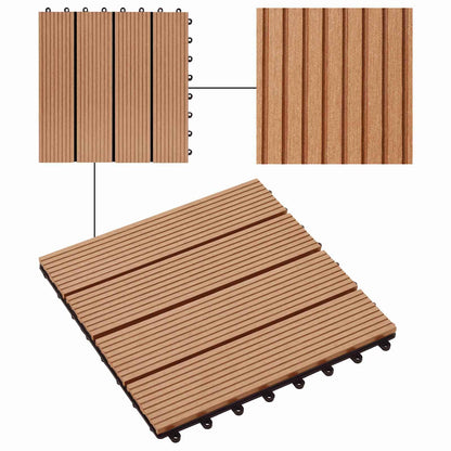 Piastrella per Decking 11 pcs Teak riciclato 30 x 30 cm WPC