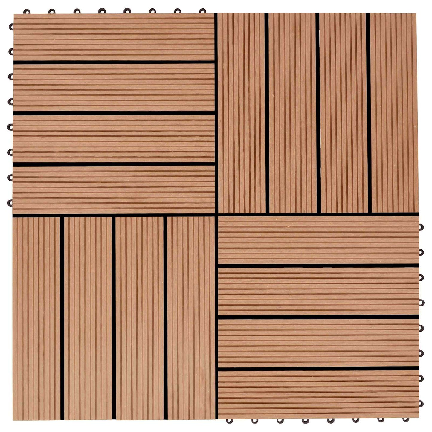 Piastrella per Decking 11 pcs Teak riciclato 30 x 30 cm WPC | homemem39