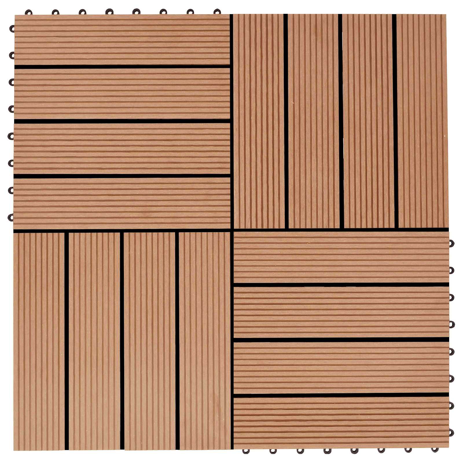 Piastrella per Decking 11 pcs Teak riciclato 30 x 30 cm WPC | homemem39