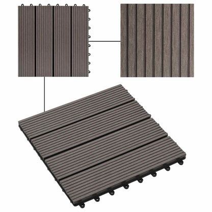 Piastrella per Decking 11 pcs Marrone Scuro 30 x 30 cm WPC