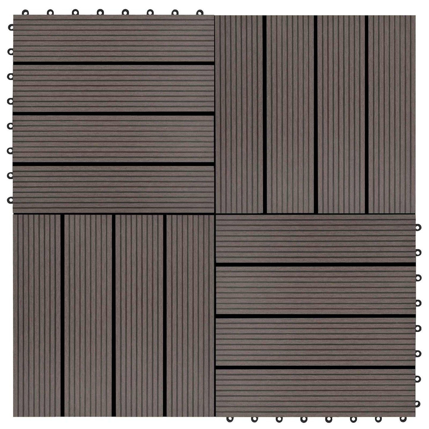 Piastrella per Decking 11 pcs Marrone Scuro 30 x 30 cm WPC