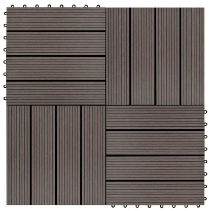Piastrella per Decking 11 pcs Marrone Scuro 30 x 30 cm WPC