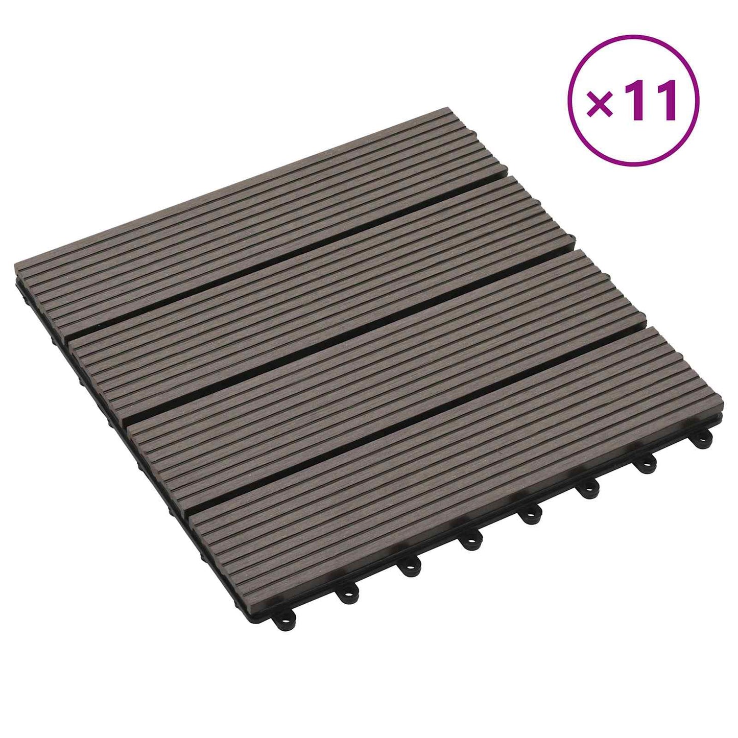 Piastrella per Decking 11 pcs Marrone Scuro 30 x 30 cm WPC