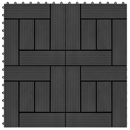 Piastrella per Decking 11 pcs Nero 30 x 30 cm WPC