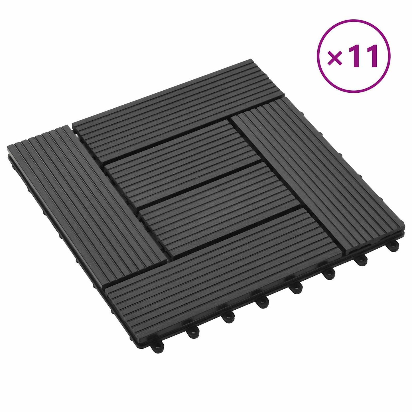 Piastrella per Decking 11 pcs Nero 30 x 30 cm WPC