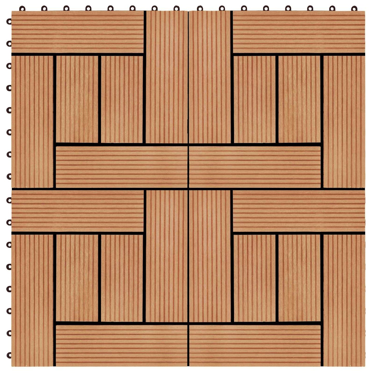 Piastrella per Decking 11 pcs Teak riciclato 30 x 30 cm WPC | homemem39