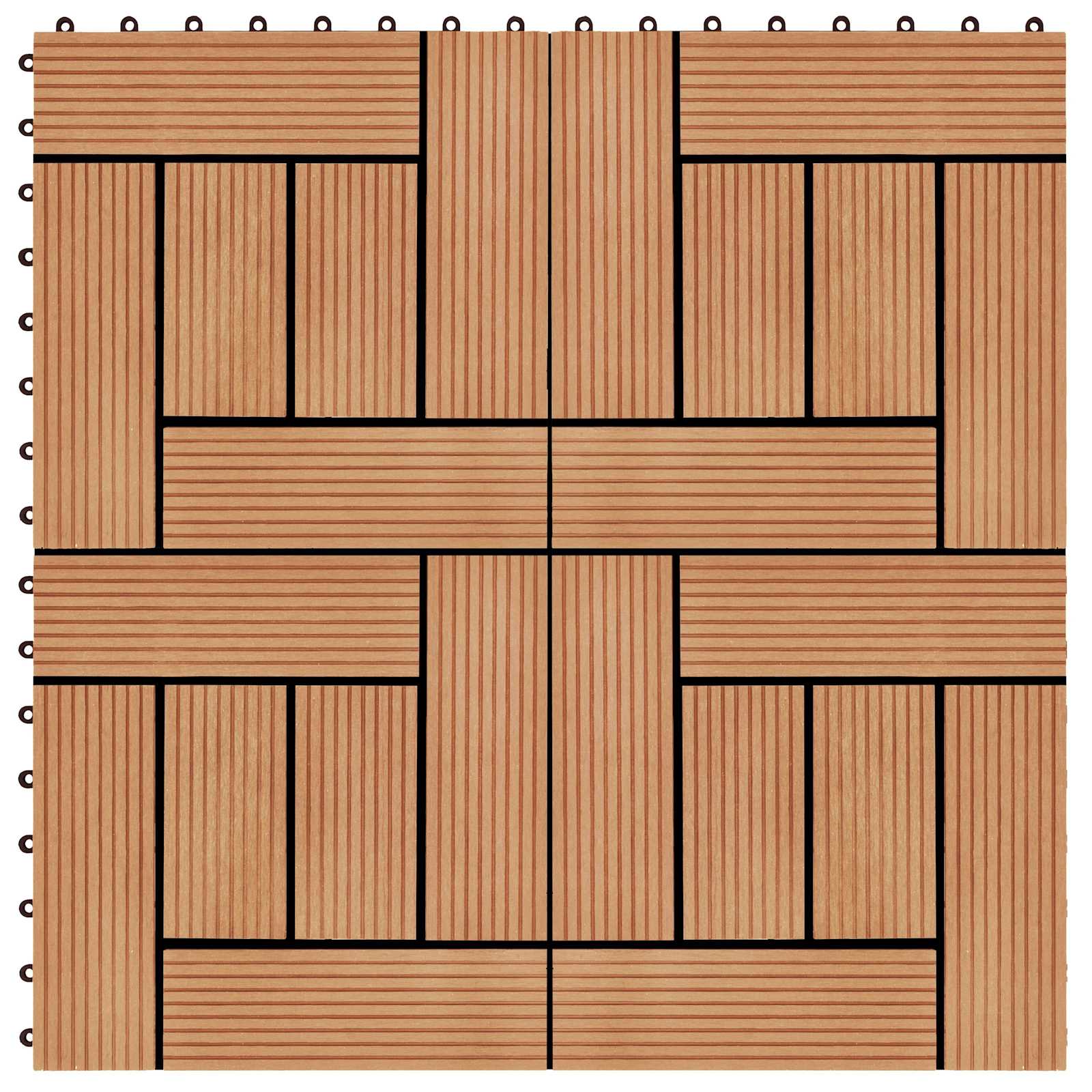 Piastrella per Decking 11 pcs Teak riciclato 30 x 30 cm WPC | homemem39