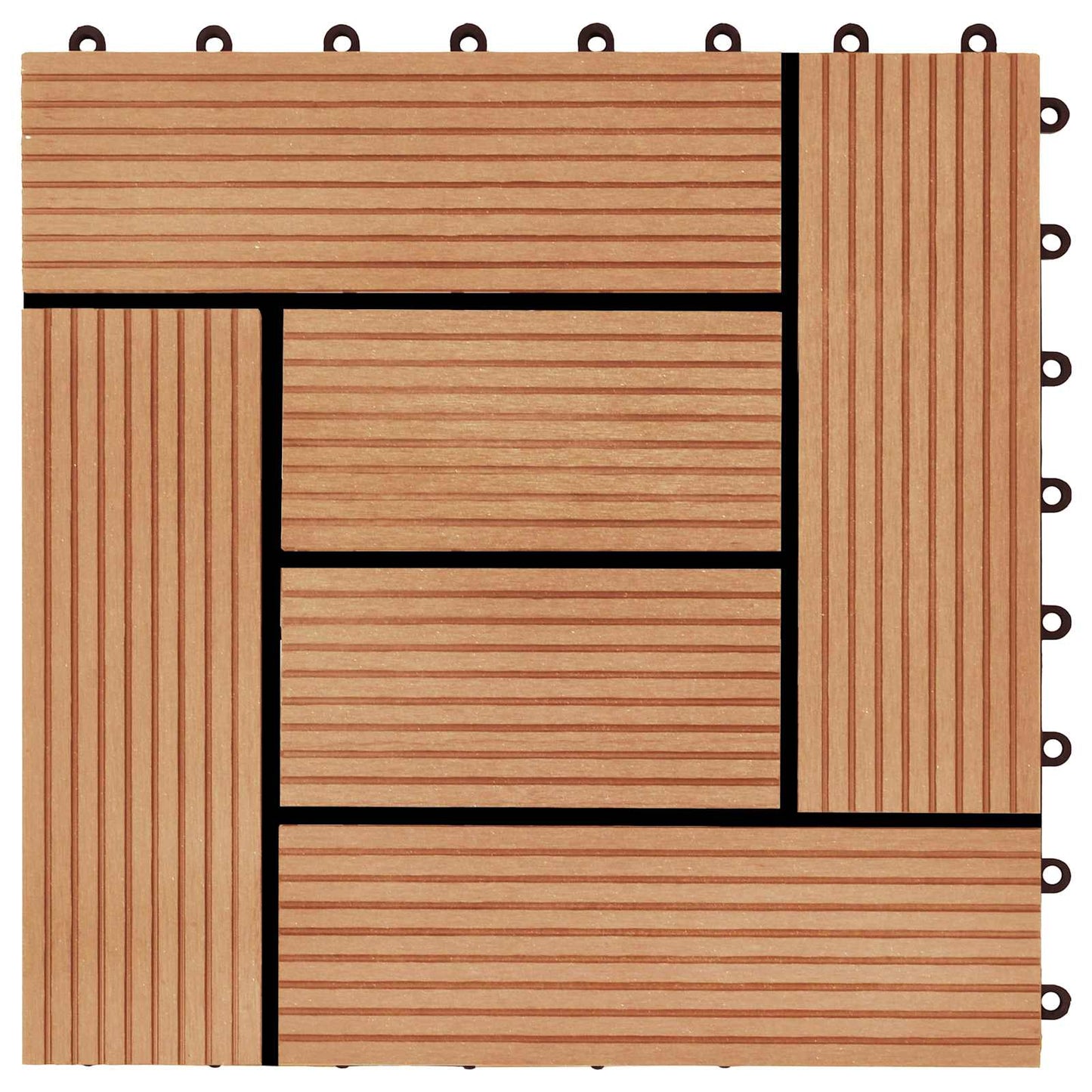 Piastrella per Decking 11 pcs Teak riciclato 30 x 30 cm WPC | homemem39