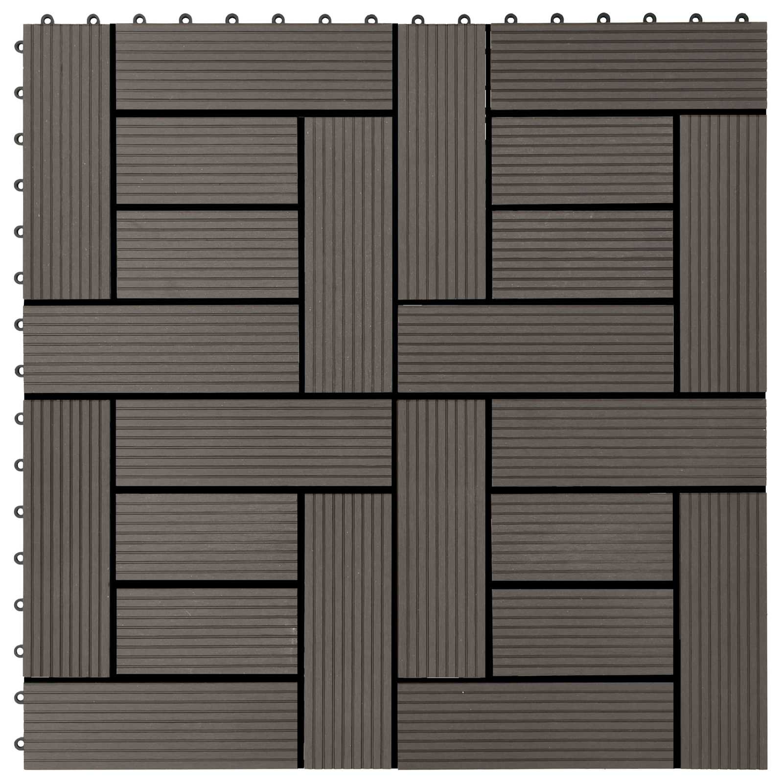 Piastrella per Decking 11 pcs Marrone Scuro 30 x 30 cm WPC | homemem39