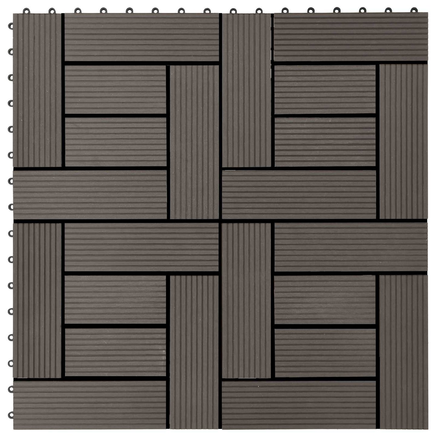 Piastrella per Decking 11 pcs Marrone Scuro 30 x 30 cm WPC