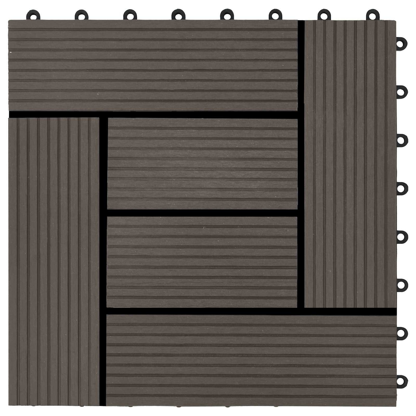 Piastrella per Decking 11 pcs Marrone Scuro 30 x 30 cm WPC | homemem39