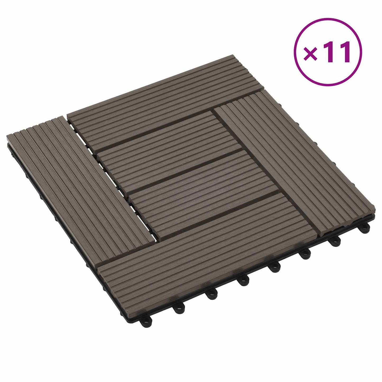 Piastrella per Decking 11 pcs Marrone Scuro 30 x 30 cm WPC