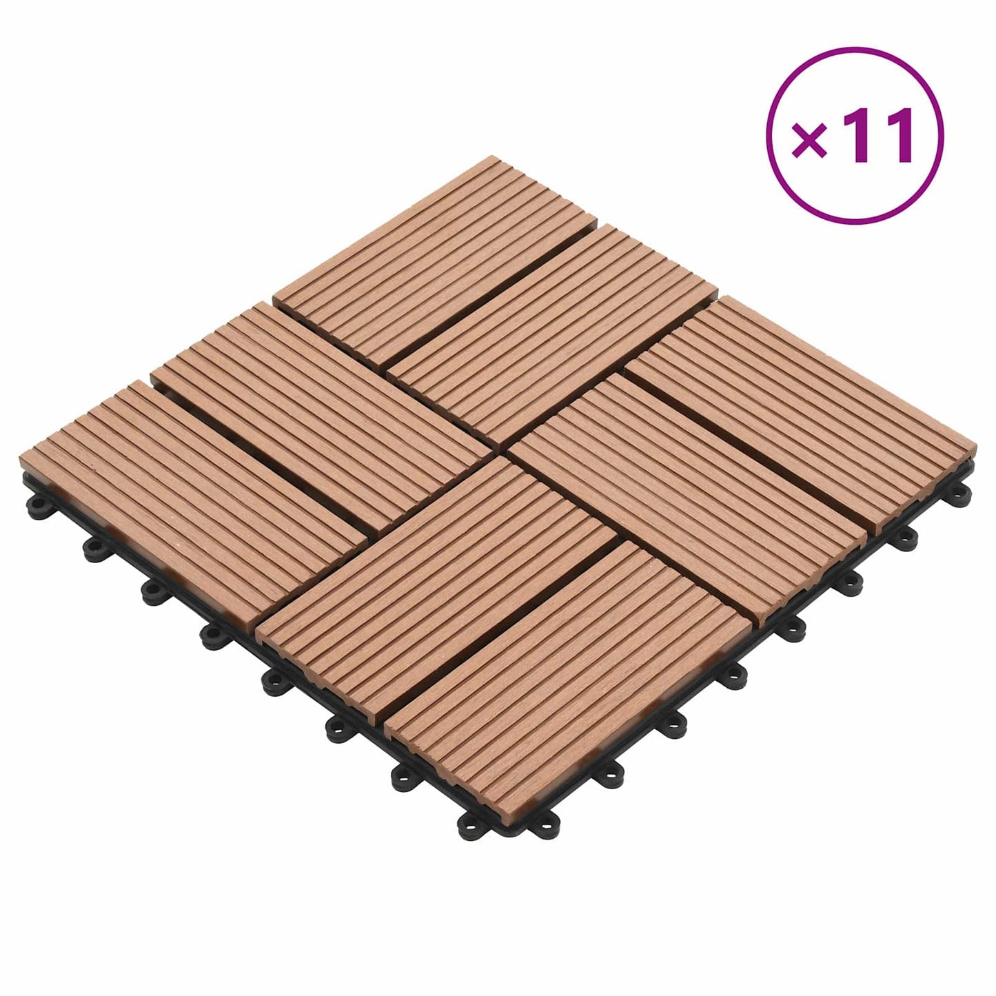 Piastrella per Decking 11 pcs Marrone 30 x 30 cm WPC | homemem39