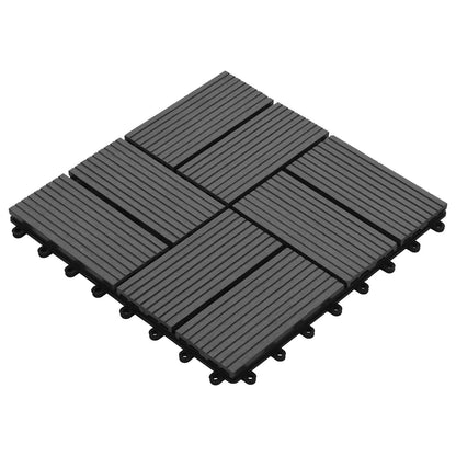 Piastrella per Decking 11 pcs Grigio 30 x 30 cm WPC | homemem39