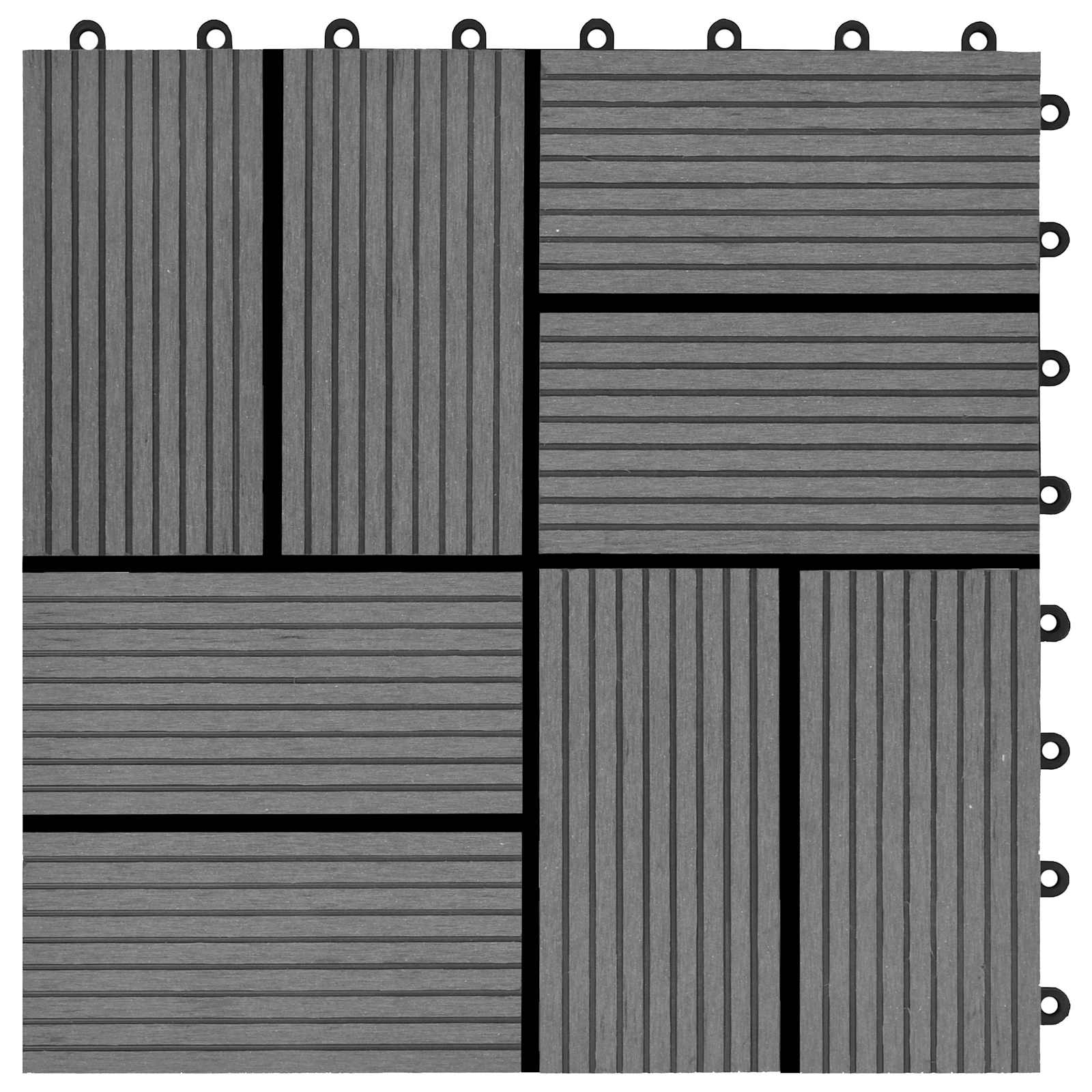 Piastrella per Decking 11 pcs Grigio 30 x 30 cm WPC | homemem39