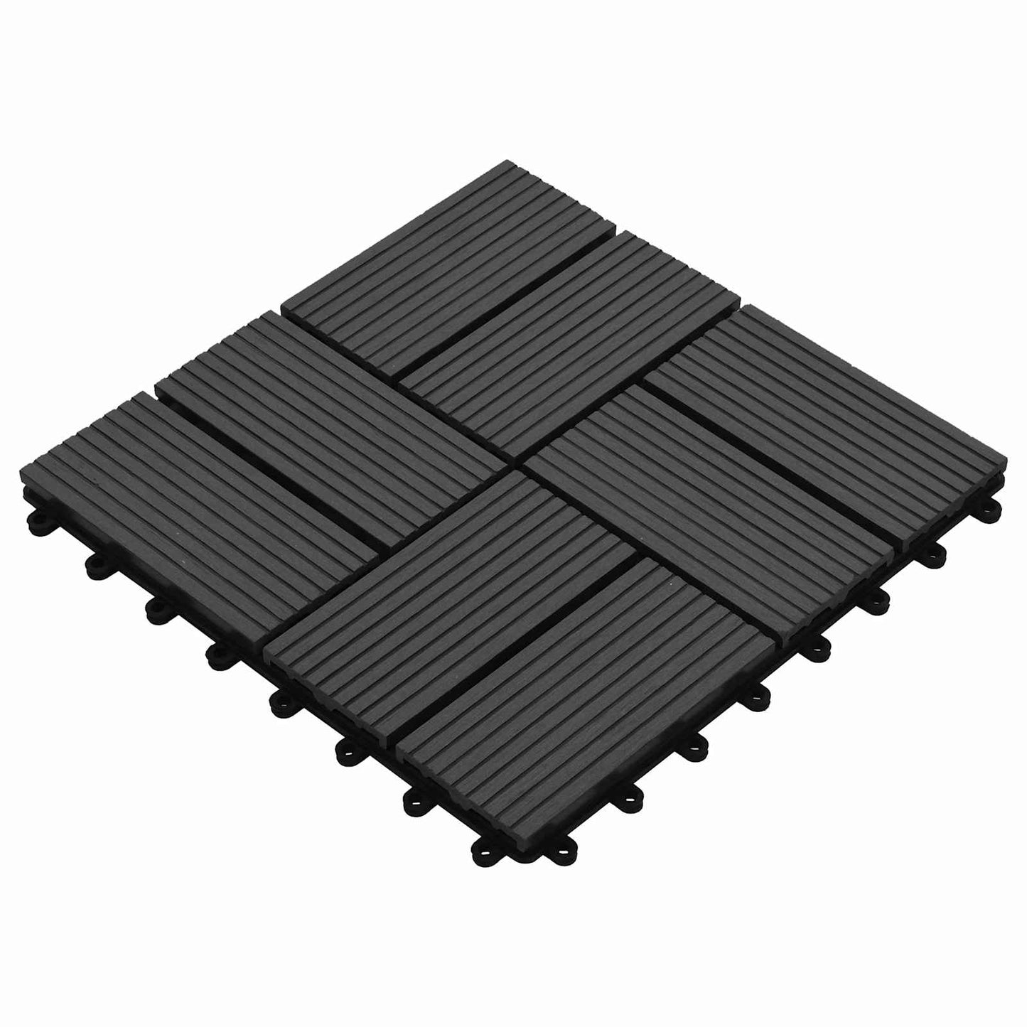 Piastrella per Decking 11 pcs Nero 30 x 30 cm WPC | homemem39