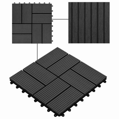 Piastrella per Decking 11 pcs Nero 30 x 30 cm WPC