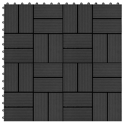 Piastrella per Decking 11 pcs Nero 30 x 30 cm WPC | homemem39