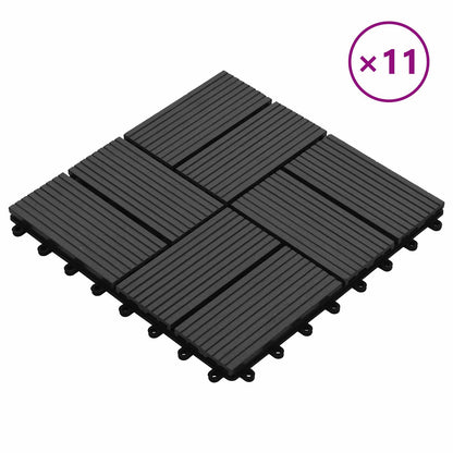Piastrella per Decking 11 pcs Nero 30 x 30 cm WPC | homemem39
