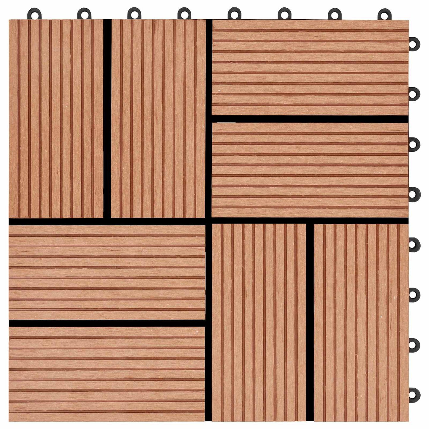Piastrella per Decking 11 pcs Teak riciclato 30 x 30 cm WPC | homemem39