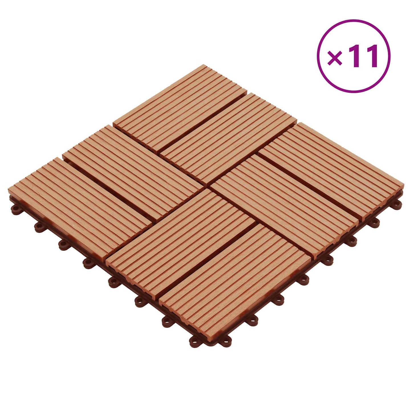 Piastrella per Decking 11 pcs Teak riciclato 30 x 30 cm WPC