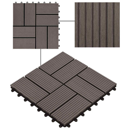 Piastrella per Decking 11 pcs Marrone Scuro 30 x 30 cm WPC | homemem39