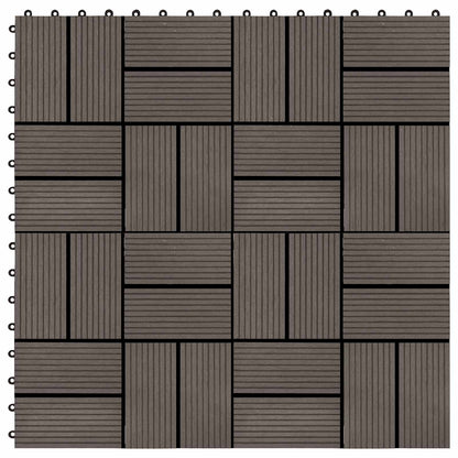 Piastrella per Decking 11 pcs Marrone Scuro 30 x 30 cm WPC | homemem39