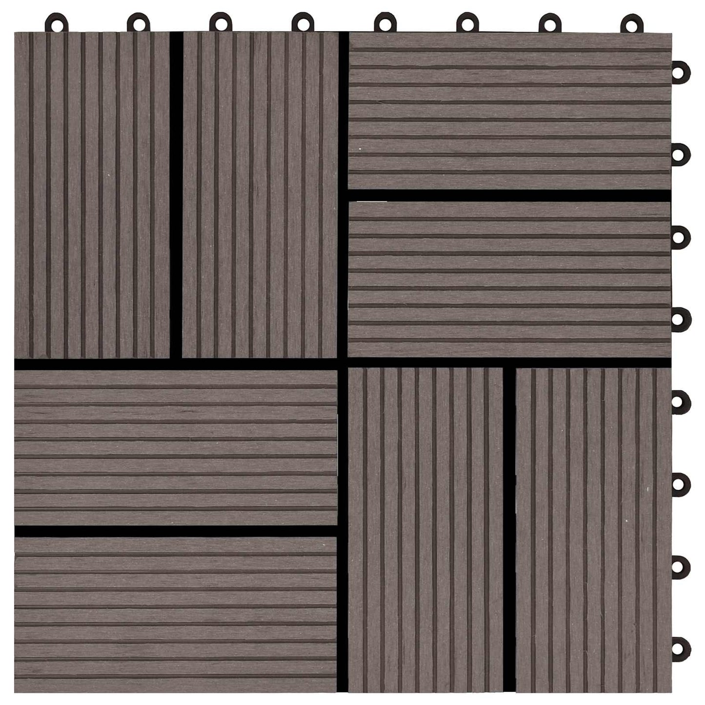Piastrella per Decking 11 pcs Marrone Scuro 30 x 30 cm WPC | homemem39