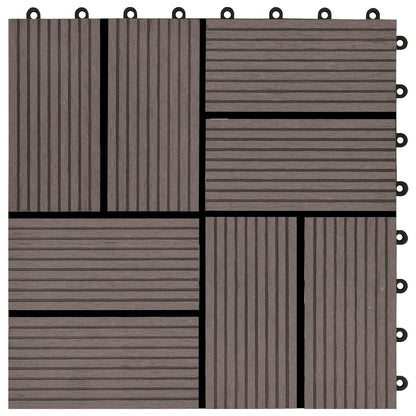 Piastrella per Decking 11 pcs Marrone Scuro 30 x 30 cm WPC