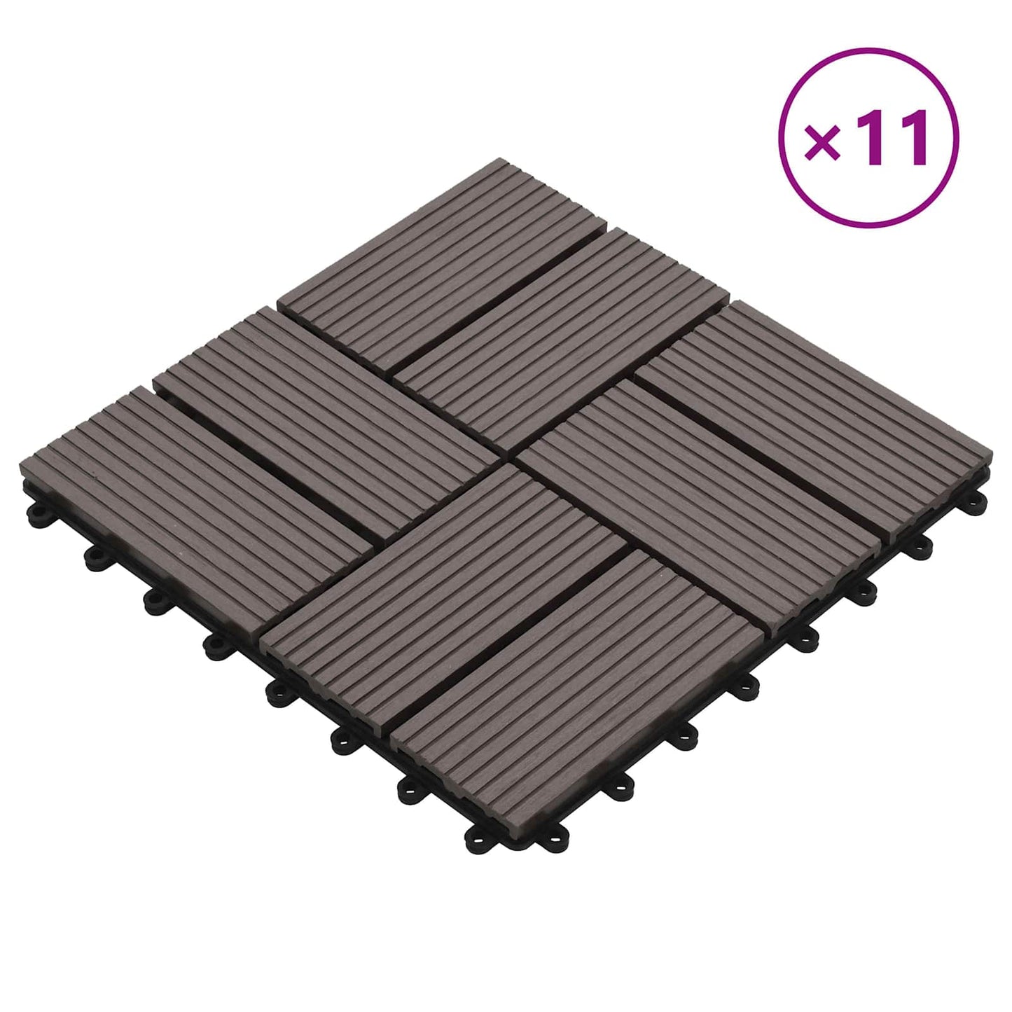 Piastrella per Decking 11 pcs Marrone Scuro 30 x 30 cm WPC | homemem39