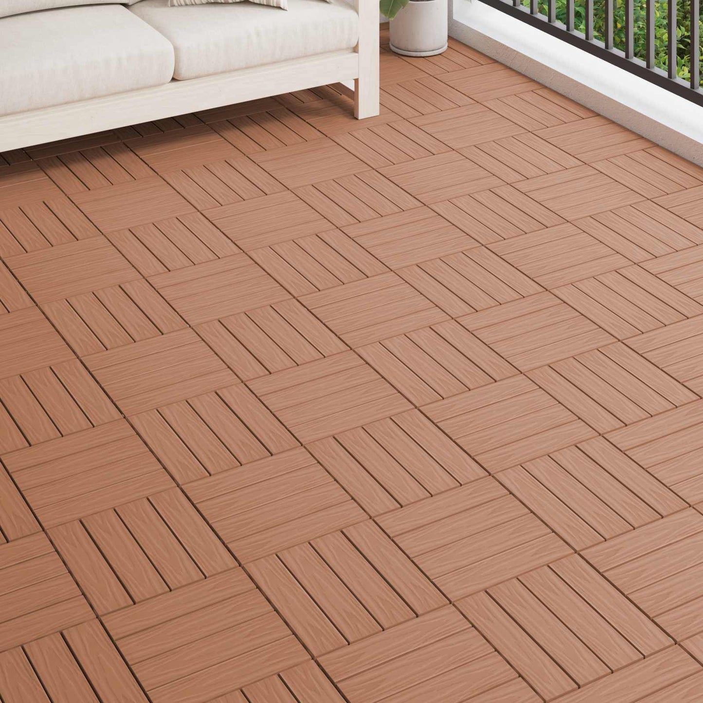 Piastrella per Decking 11 pcs Marrone Chiaro 30 x 30 cm WPC