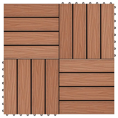 Piastrella per Decking 11 pcs Marrone Chiaro 30 x 30 cm WPC