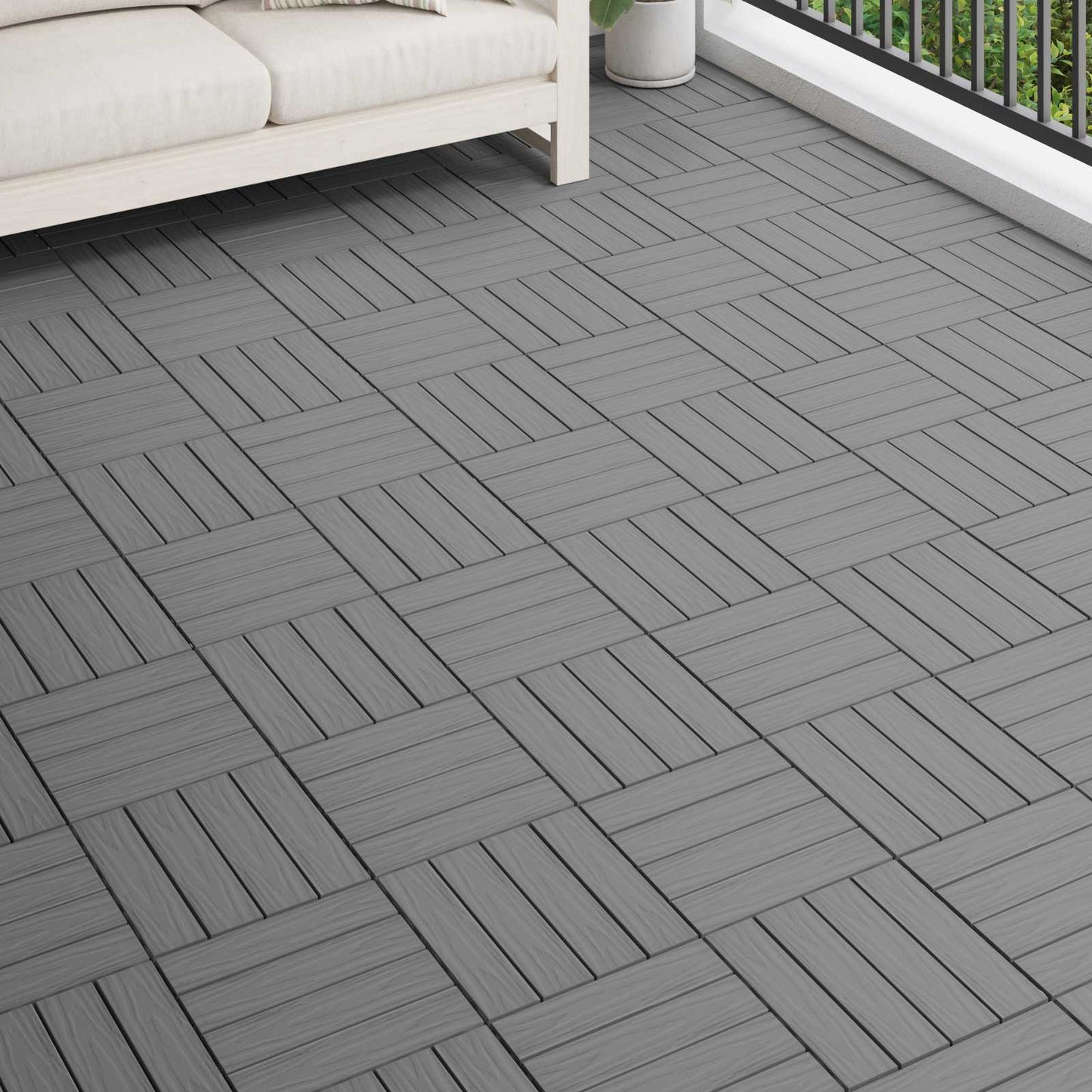 Piastrella per Decking Design 3D 11 pcs Grigio 30 x 30 cm WPC | homemem39