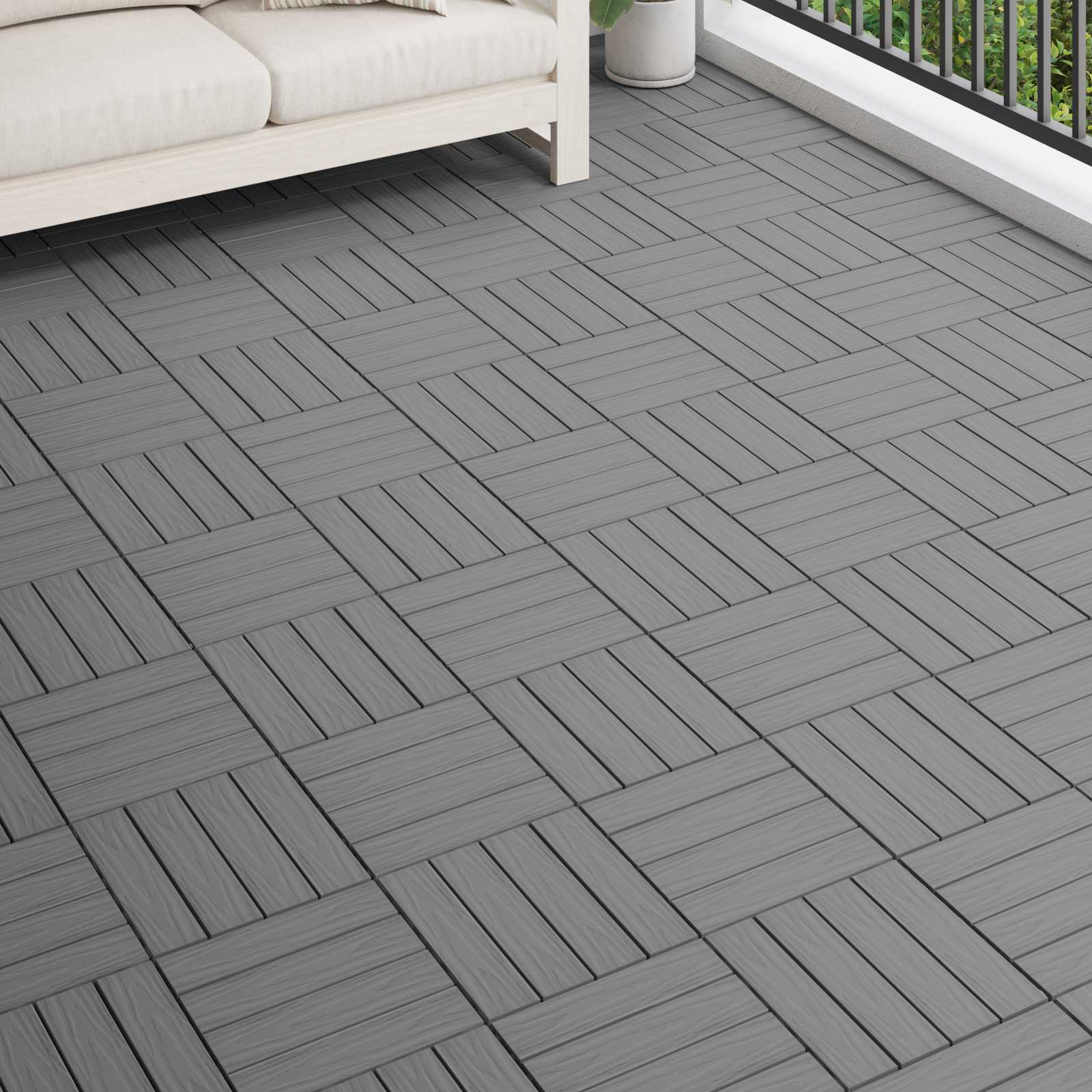 Piastrella per Decking Design 3D 11 pcs Grigio 30 x 30 cm WPC | homemem39