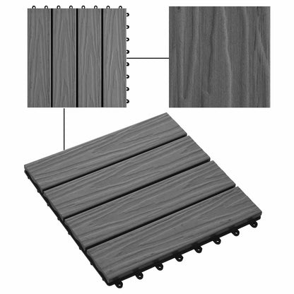 Piastrella per Decking Design 3D 11 pcs Grigio 30 x 30 cm WPC | homemem39
