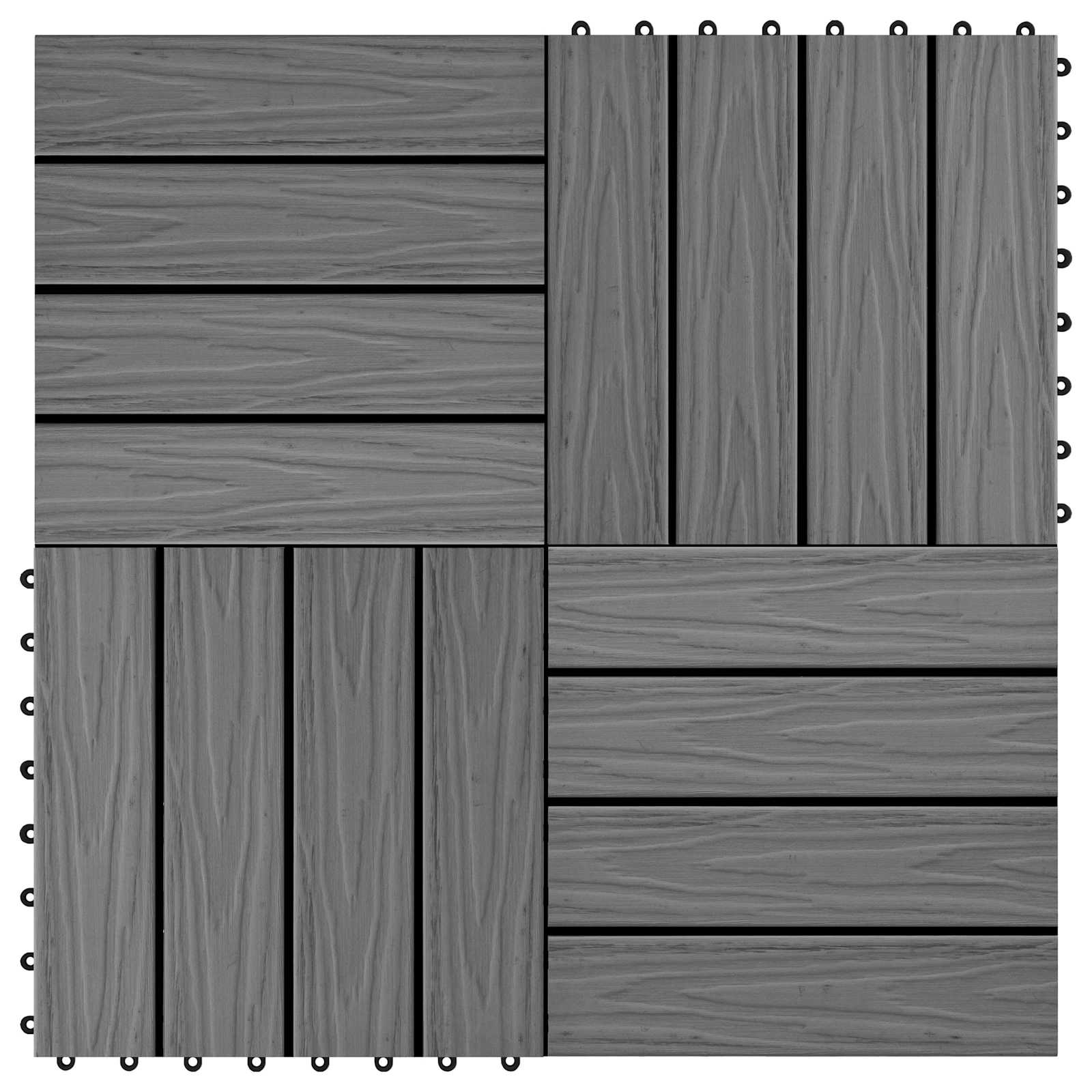 Piastrella per Decking Design 3D 11 pcs Grigio 30 x 30 cm WPC | homemem39