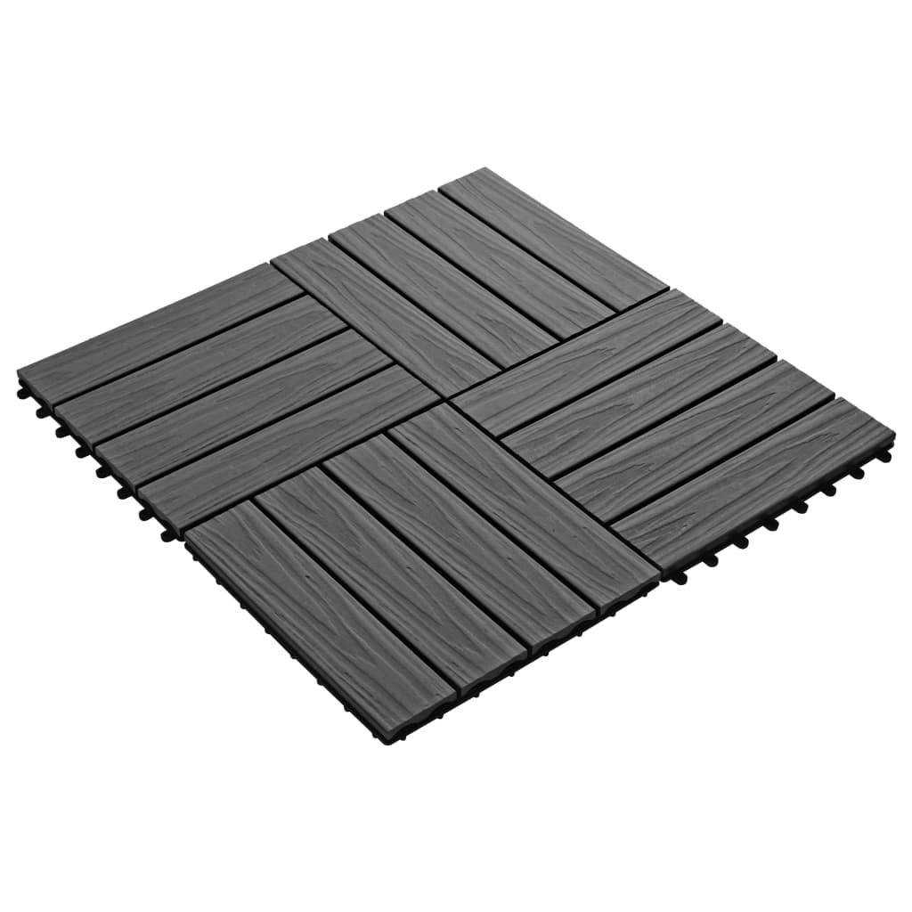 Piastrelle per Decking 11 pz Goffrature WPC 30x30 cm 1 mq Nero - homemem39