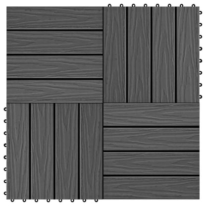 Piastrelle per Decking 11 pz Goffrature WPC 30x30 cm 1 mq Nero