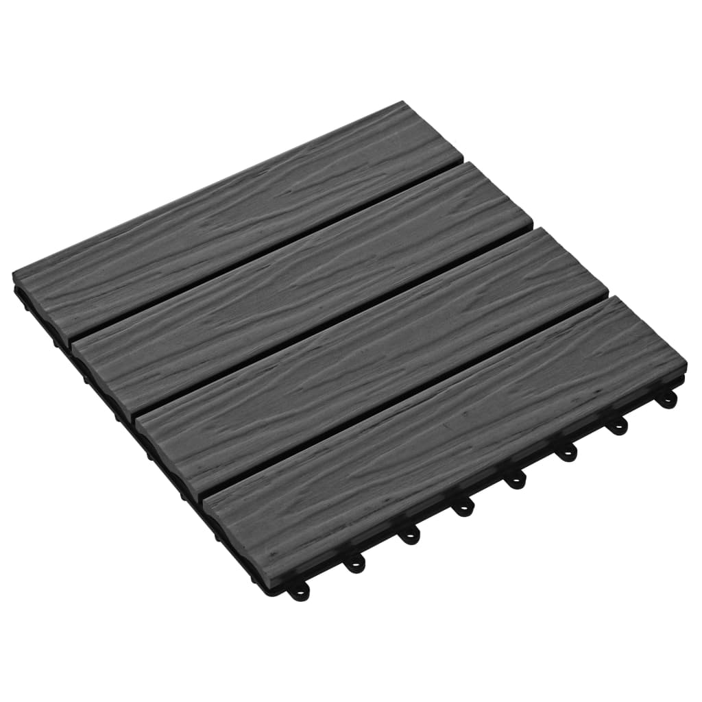 Piastrelle per Decking 11 pz Goffrature WPC 30x30 cm 1 mq Nero - homemem39