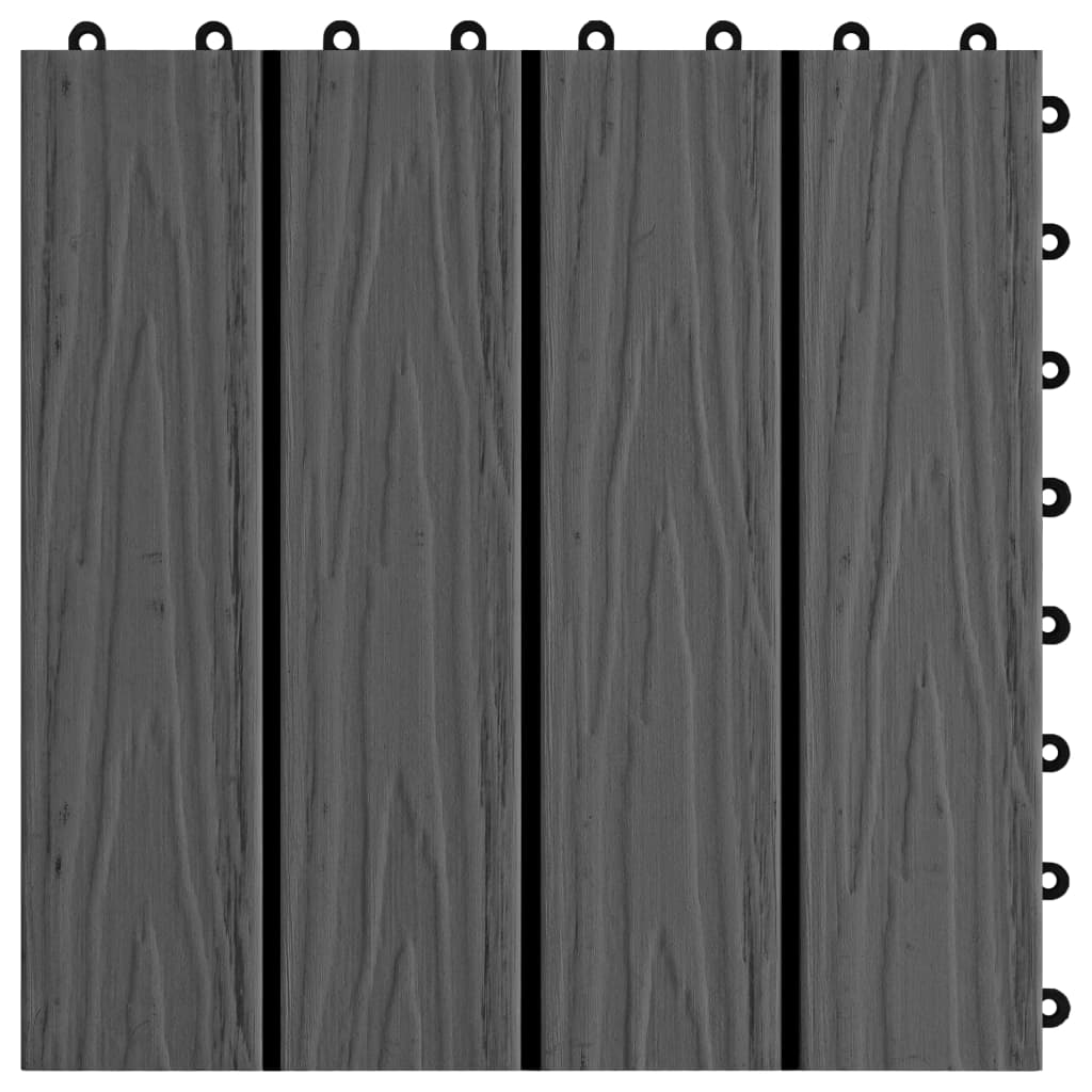 Piastrelle per Decking 11 pz Goffrature WPC 30x30 cm 1 mq Nero - homemem39