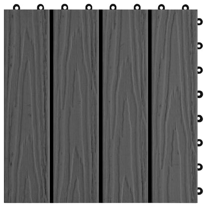 Piastrelle per Decking 11 pz Goffrature WPC 30x30 cm 1 mq Nero - homemem39
