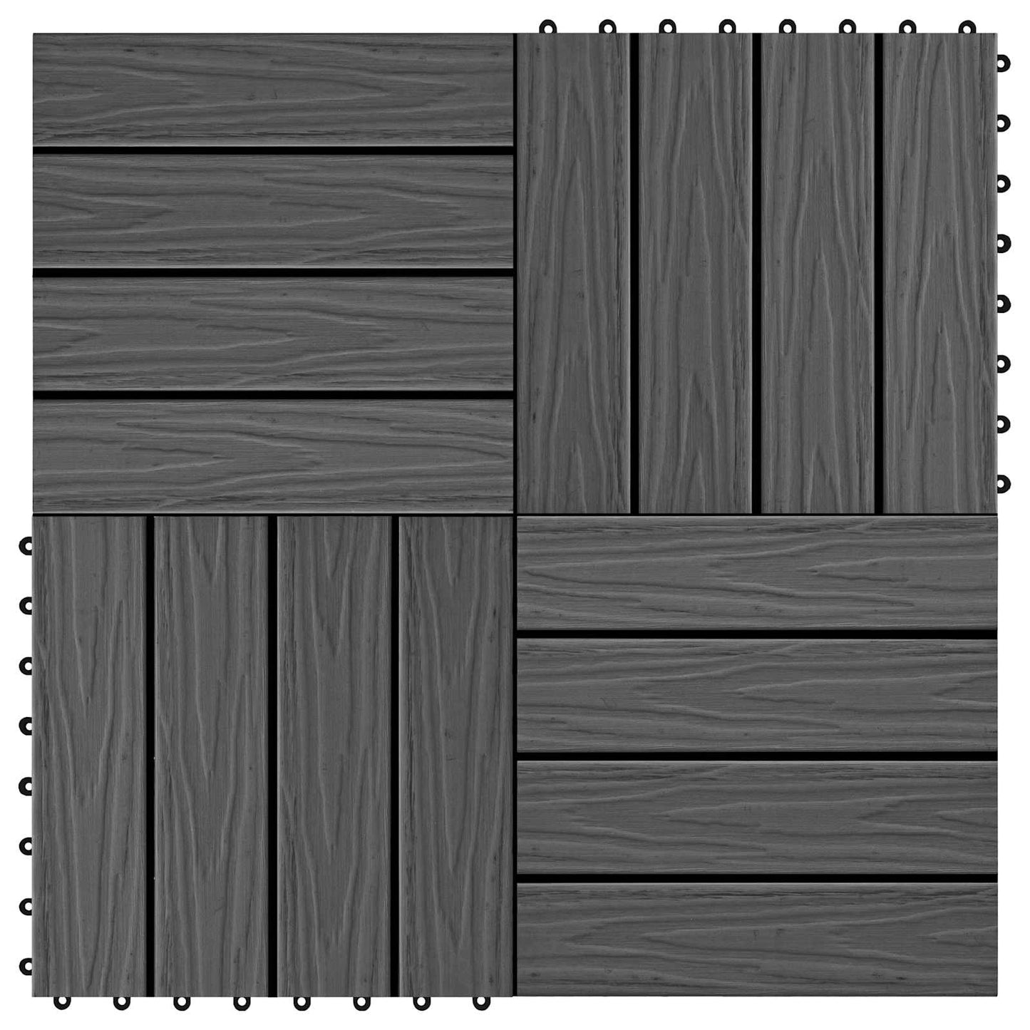 Piastrella per Decking Design 3D 11 pcs Nero 30 x 30 cm WPC
