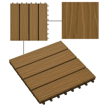 Piastrella per Decking 11 pcs Teak riciclato 30 x 30 cm WPC | homemem39