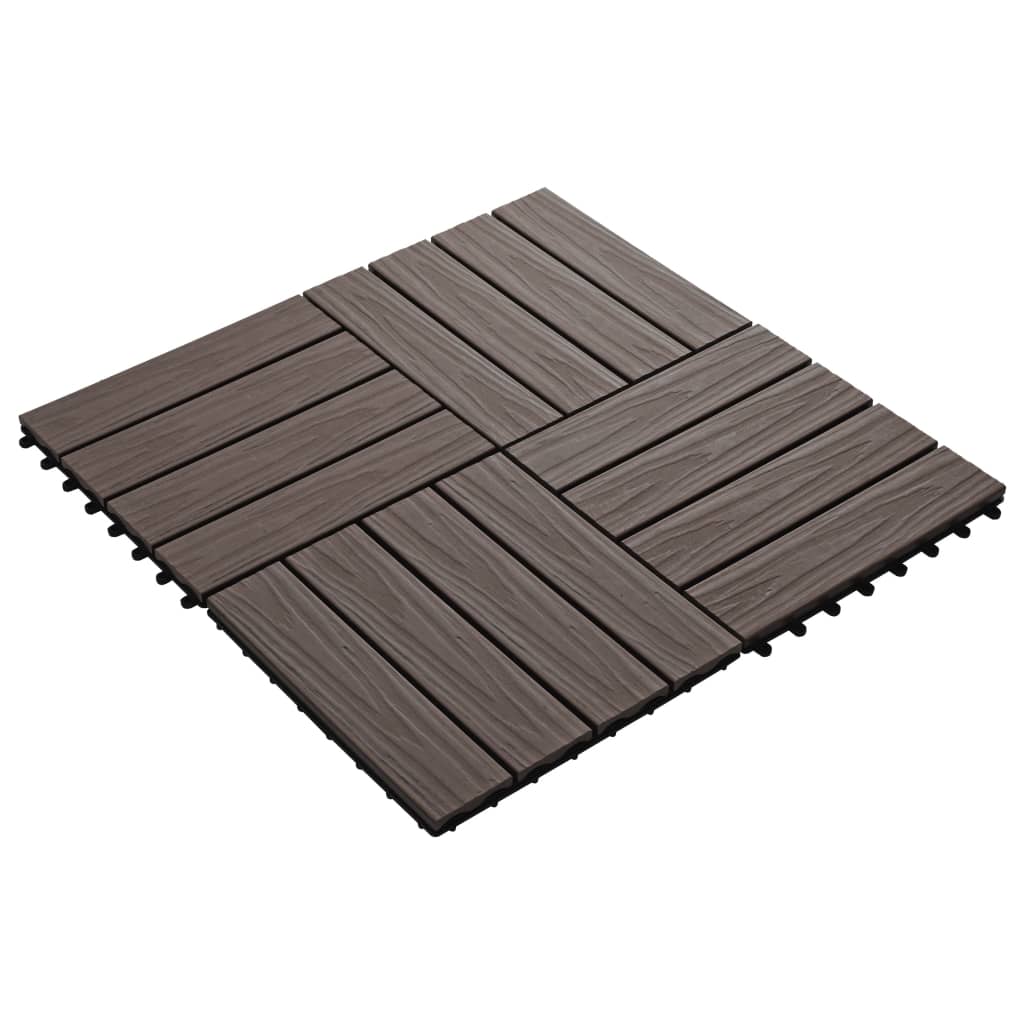 Piastrelle 11 pz Goffrature WPC 30x30 cm 1 mq Marrone Scuro - homemem39