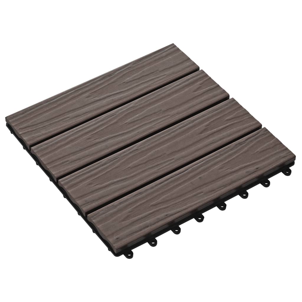 Piastrelle 11 pz Goffrature WPC 30x30 cm 1 mq Marrone Scuro - homemem39