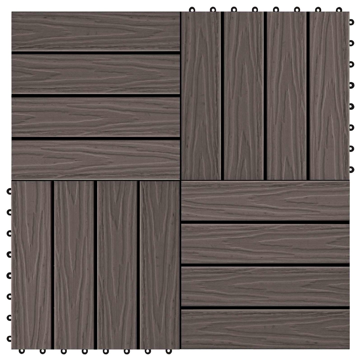 Piastrella per Decking 11 pcs Marrone Scuro 30 x 30 cm WPC