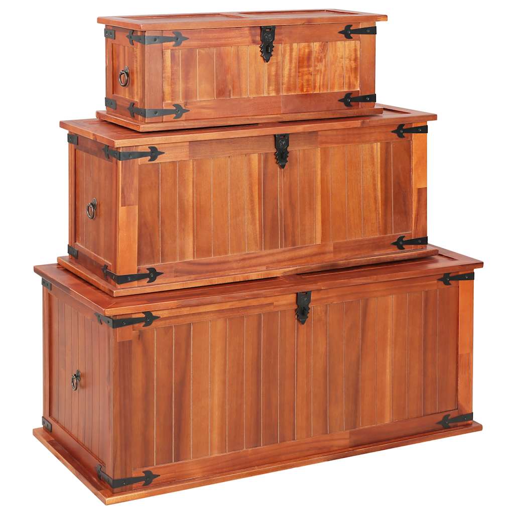 Cassapanche 3 pz in Legno Massello di Acacia | homemem39
